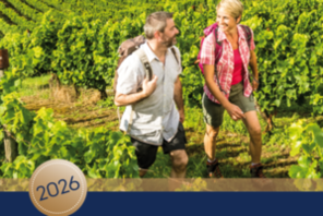 Ein Mann und eine Frau mit Wanderrucksäcken im Wingert &copy; Rheinhessen-Touristik GmbH/Dominik Ketz