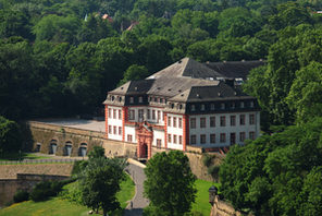 Die Mainzer Zitadelle auf dem Jakobsberg, umgeben von Bäumen © Landeshauptstadt Mainz
