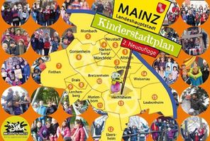 Titelseite des bunten Kinderstadtplans © Jugend in Mainz